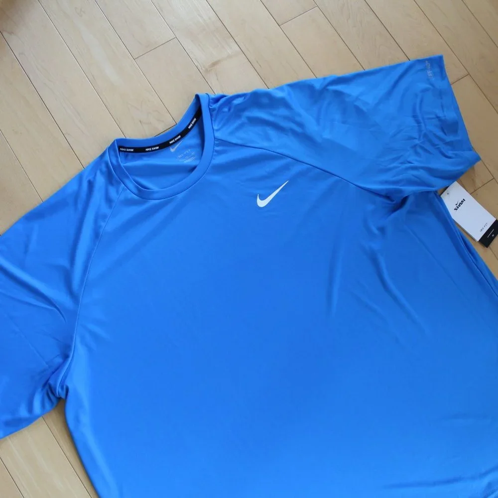 NWT NIKE MEN'S HYDROGUARD‎ SWIM UPF 40+ T-SHIRT ROYAL BLUE